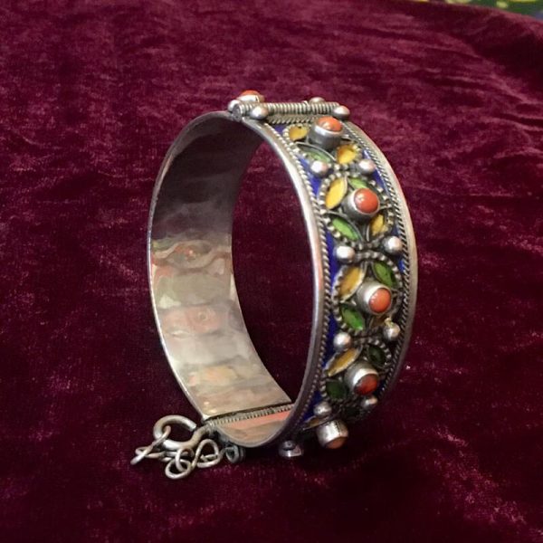 Bracciale berbero in argento e pietre - shop online artigianato del Marocco